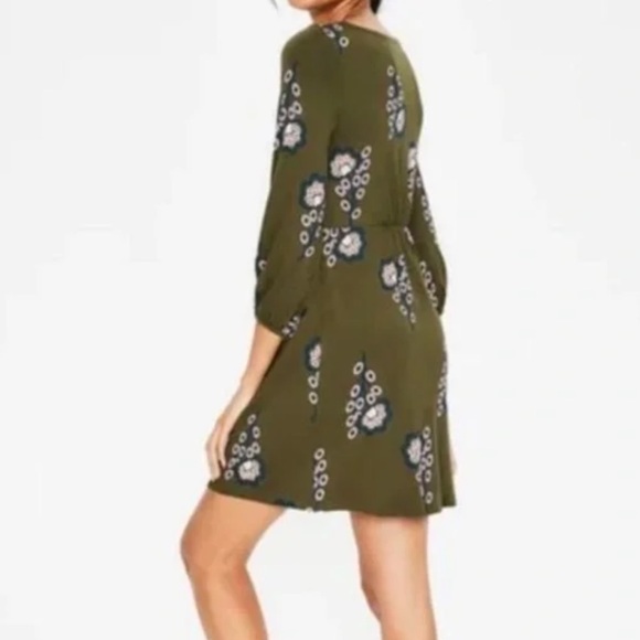 Boden Lucie Jersey Green & Pink Floral Print 3/4 Sleeve Tunic Mini Dress Sz: 6P - Picture 2 of 12